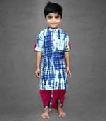 Tie and dyed blue kurta with pink dhoti