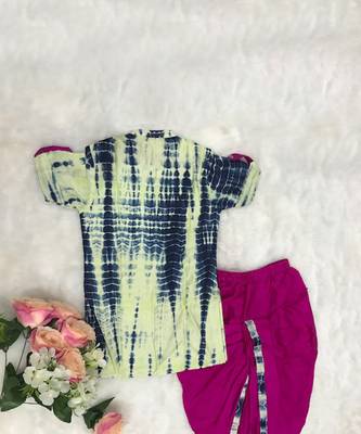 Tie and dyed blue kurta with pink dhoti 5