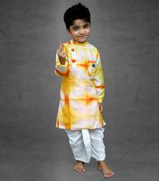 Tie and Dyed Orange Yellow Kurta with Dhoti
