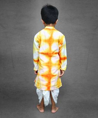 Tie and Dyed Orange Yellow Kurta with Dhoti 4