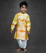 Tie and Dyed Orange Yellow Kurta with Dhoti