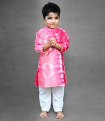 Tie and Dyed different cut Kurta with off white chudidar