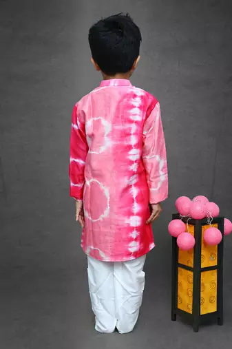 Tie and Dyed different cut Kurta with off white chudidar