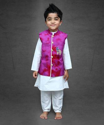 Tie and Dyed 3 piece Purple Kurta set 1