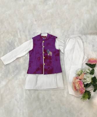 Tie and Dyed 3 piece Purple Kurta set 4