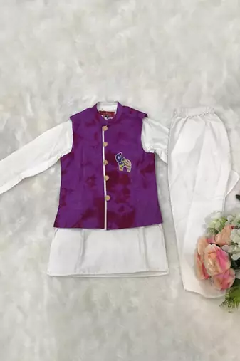 Tie and Dyed 3 piece Purple Kurta set