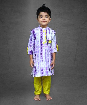 Tie and Dyed Purple Kurta with Chudidar 1