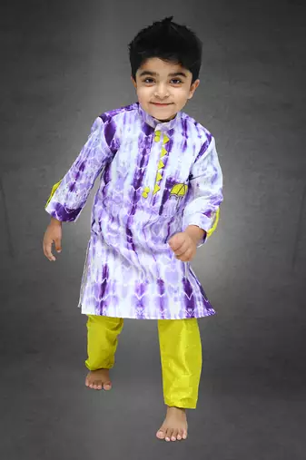 Tie and Dyed Purple Kurta with Chudidar