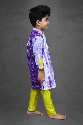 Tie and Dyed Purple Kurta with Chudidar