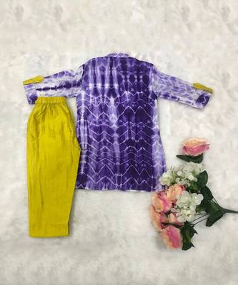 Tie and Dyed Purple Kurta with Chudidar 4