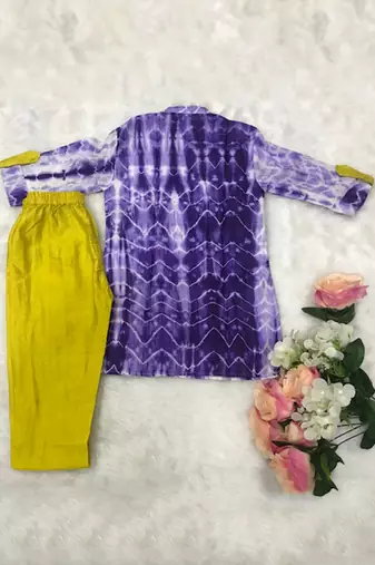 Tie and Dyed Purple Kurta with Chudidar