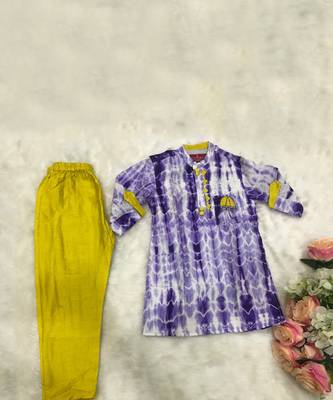 Tie and Dyed Purple Kurta with Chudidar 5