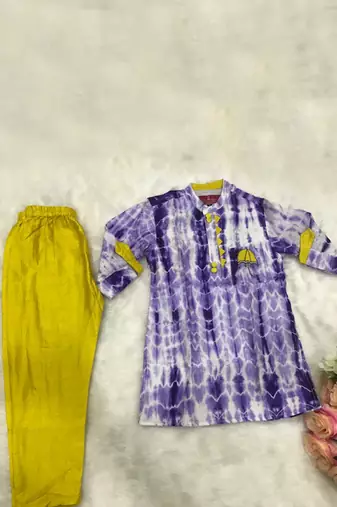 Tie and Dyed Purple Kurta with Chudidar