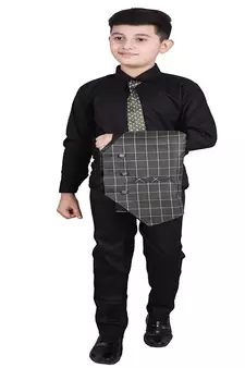 Dark Green 3 Piece Baba Suit Set Cotton For boys // Western Wear