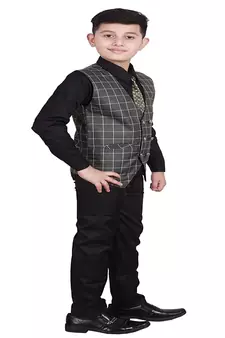Dark Green 3 Piece Baba Suit Set Cotton For boys // Western Wear