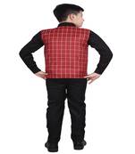 Red 3 Piece Baba Suit Set Cotton For boys // Western Wear