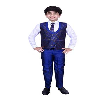 Blue 3 Piece Baba Suit Set Cotton For boys // Western Wear 1
