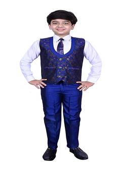 Blue 3 Piece Baba Suit Set Cotton For boys // Western Wear