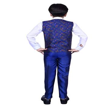 Blue 3 Piece Baba Suit Set Cotton For boys // Western Wear 2