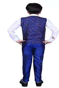 Blue 3 Piece Baba Suit Set Cotton For boys // Western Wear