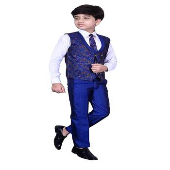 Blue 3 Piece Baba Suit Set Cotton For boys // Western Wear 3