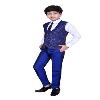 Blue 3 Piece Baba Suit Set Cotton For boys // Western Wear 4