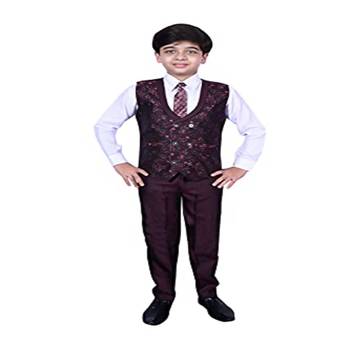 Maroon 3 Piece Baba Suit Set Cotton For boys // Western Wear 1