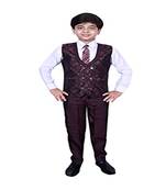 Maroon 3 Piece Baba Suit Set Cotton For boys // Western Wear