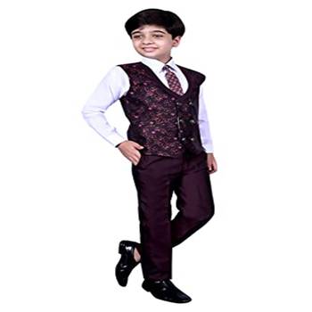 Maroon 3 Piece Baba Suit Set Cotton For boys // Western Wear 3