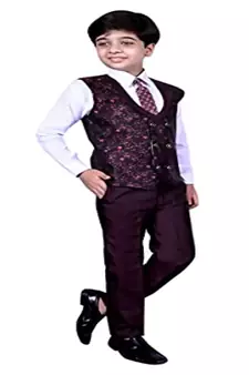 Maroon 3 Piece Baba Suit Set Cotton For boys // Western Wear