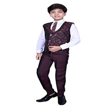 Maroon 3 Piece Baba Suit Set Cotton For boys // Western Wear 4