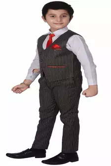 Black 3 Piece Baba Suit Set Cotton For boys // Western Wear