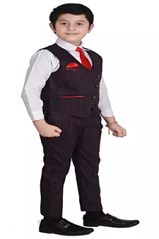 Maroon 3 Piece Baba Suit Set Cotton For boys // Western Wear