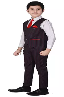 Maroon 3 Piece Baba Suit Set Cotton For boys // Western Wear
