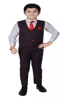 Maroon 3 Piece Baba Suit Set Cotton For boys // Western Wear