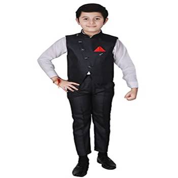 Black 3 Piece Baba Suit Set Cotton For boys // Western Wear 1
