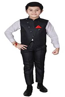 Black 3 Piece Baba Suit Set Cotton For boys // Western Wear