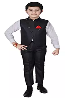 Black 3 Piece Baba Suit Set Cotton For boys // Western Wear
