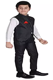 Black 3 Piece Baba Suit Set Cotton For boys // Western Wear