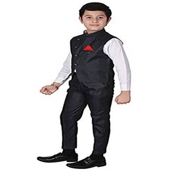 Black 3 Piece Baba Suit Set Cotton For boys // Western Wear 4