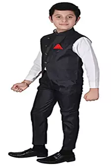 Black 3 Piece Baba Suit Set Cotton For boys // Western Wear