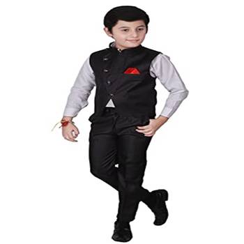 Blue 3 Piece Baba Suit Set Cotton For boys // Western Wear 1