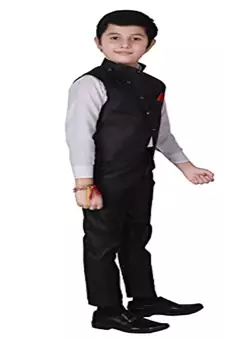 Blue 3 Piece Baba Suit Set Cotton For boys // Western Wear