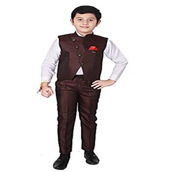 Maroon 3 Piece Baba Suit Set Cotton For boys // Western Wear 1