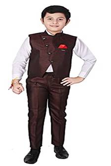 Maroon 3 Piece Baba Suit Set Cotton For boys // Western Wear