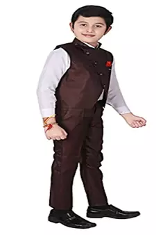 Maroon 3 Piece Baba Suit Set Cotton For boys // Western Wear