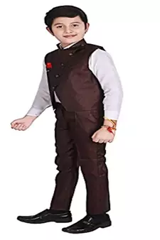Maroon 3 Piece Baba Suit Set Cotton For boys // Western Wear
