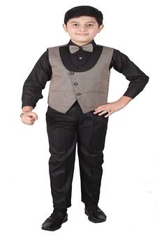 Beige 3 Piece Baba Suit Set Cotton For boys // Western Wear