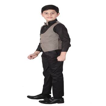 Beige 3 Piece Baba Suit Set Cotton For boys // Western Wear 4