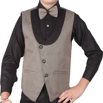Beige 3 Piece Baba Suit Set Cotton For boys // Western Wear 5